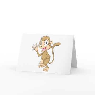Cute Monkey Waving Hand Hi Hello Goodbye Cards by graphicdesigner