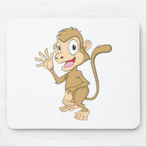 Cute Monkey Waving Hand Hi Hello Goodbye Mouse Pads