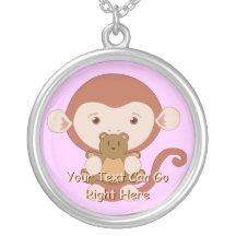 Cute Monkey With Teddy Bear Necklace