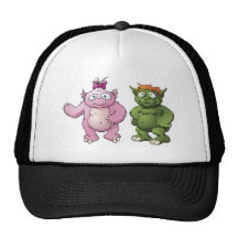 Cute monster cartoon characters trucker hat