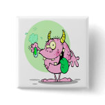 cute monster creature science experiment pinback button
