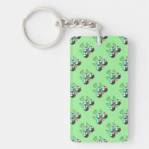 Cute Monster With Cyan And Blue Polkadot Cupcakes Acrylic Key Chains