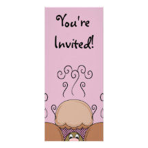 Cute Monster With Orange And Pink Frosted Cupcakes Personalized Invitations