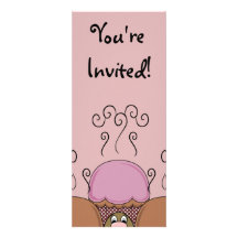 Cute Monster With Orange And Red Frosted Cupcakes Invitation