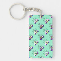 Cute Monster With Pink And Blue Polkadot Cupcakes Key Chain