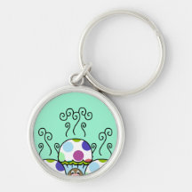 Cute Monster With Pink And Blue Polkadot Cupcakes Keychain