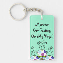 Cute Monster With Pink And Blue Polkadot Cupcakes Acrylic Keychains