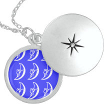 Cute moon with glasses sterling silver locket