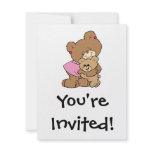cute mother bear hugging baby bear design invitations