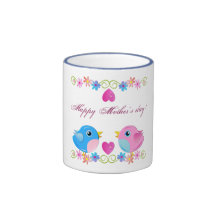 Cute Motherday's day mug Cartoon twin baby birds
