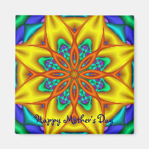 Cute Mother's day magnet wth Fantasy flower & text