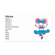 Cute mouse girl ballerina business card template