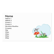 cute mouse sitting on mushroom with flowers business cards