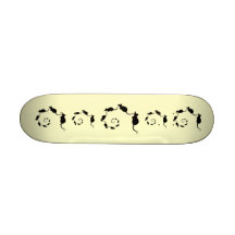 Cute Mouse Spiral. Black Mice on Cream. Skateboard Deck