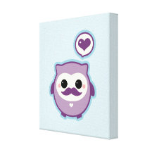 Cute Moustache Owl Stretched Canvas Prints
