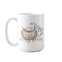 Cute Mug Owl Picture in Brown & Teal