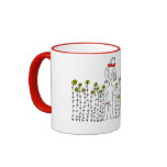 Cute mug with baby girl in a field of flowers