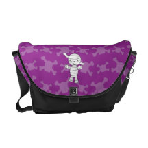 Cute mummy purple skulls courier bag