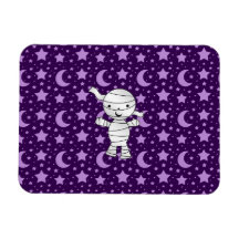 Cute mummy purple stars and moons pattern vinyl magnet