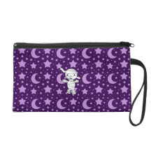 Cute mummy purple stars and moons wristlet
