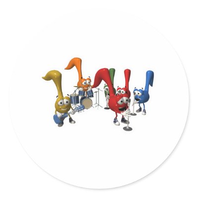 cute music notes band round sticker by geekme