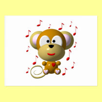 Cute musical monkey postcards