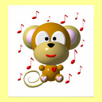 Cute musical monkey posters