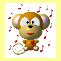 Cute musical monkey posters