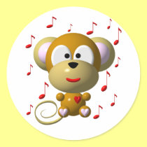 Cute musical monkey stickers