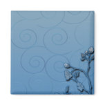 Cute navy blue floral plant wedding gift magnets