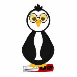 Cute Nerdy Bookworm Penguin photo sculptures