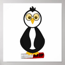 Cute Nerdy Bookworm Penguin