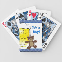 Cute New Dad Teddy Bear Beer Playing Cards