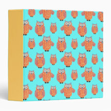 Cute Night Owl Fun Brightly Colored Drawing Binders