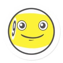 Cute Nine 9 Ball Billiard Cartoon Round Stickers