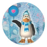 Cute north pole penguin with heart stickers