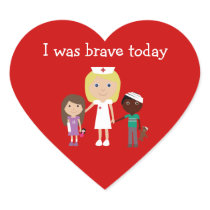 Cute Nurse & Kids I Was Brave Today Red