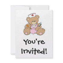Cute Nurse RN Bear Personalized Invitations