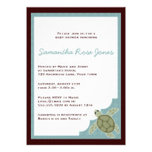 Cute Ocean Theme Baby Shower - Blue and Brown Cards