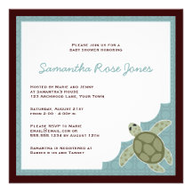 Cute Ocean Theme Baby Shower - Blue and Brown Custom Invites