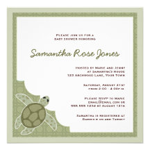 Cute Ocean Theme Baby Shower - Green Custom Announcement