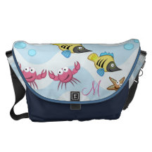Cute ocean with Fish Large Zero Messenger Bag