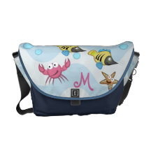 Cute ocean with Fish Messenger bag