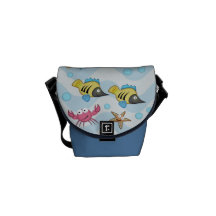 Cute ocean with Fish Mini Zero Messenger Bag