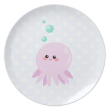 Cute octopus cartoon dinner plate