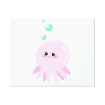 Cute octopus cartoon gallery wrapped canvas