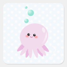 Cute octopus cartoon sticker