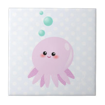 Cute octopus cartoon tile