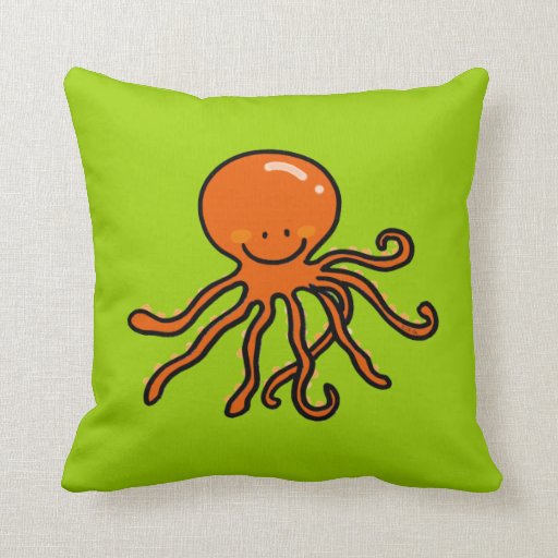 Cute Octopus Throw Pillows, Cute Octopus Pillow Designs