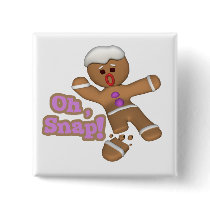 cute oh, snap gingerbread man cookie button